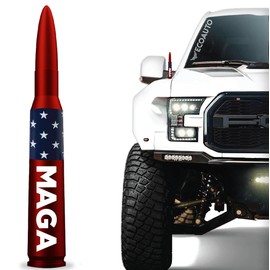 EcoAuto Bullet Antenna Replacement for Dodge Ram & Ford F150 F250 F350 Super Duty Ford Raptor Bronco Trucks - Anti-Theft Design - Radio Antenna for Truck 1990 - Current (MAGA)