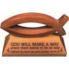 Shalom God will make a way wooden Christian fish desktop gift 6.5cm tall