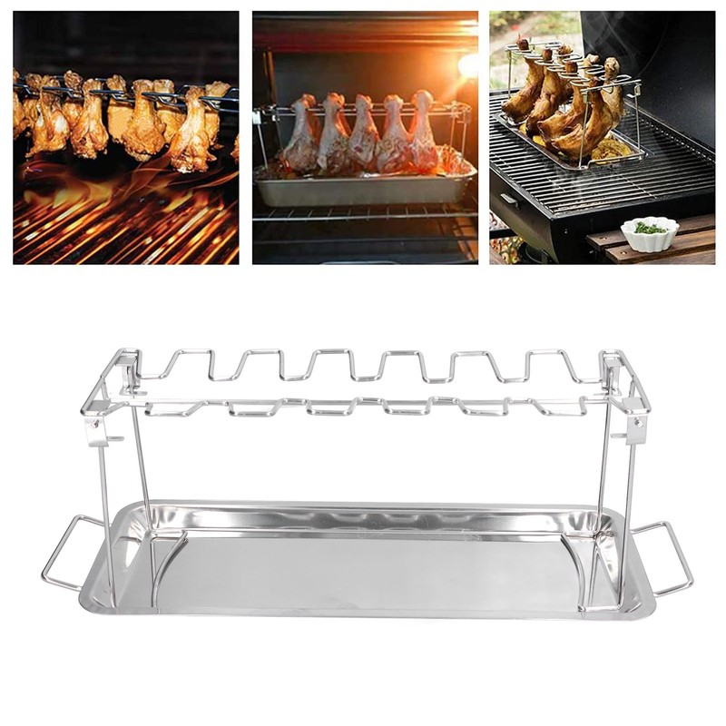 Chicken Wing Leg Rack Stainless Steel Foldable BBQ Rack Portable