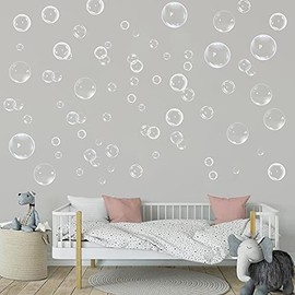 Calcomanía de pared transparente con burbujas para niños bajo el mar, decoración de fiesta de cumpleaños de color azul y blanco, decoración de fondo de océano, jabón de agua, decoración de baño para