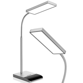 LEPOWER Desk Lamp, 800LM LED for Home Office, 12W Reading for Desk, Eye-Caring Light, Touch Table Gooseneck Lamp, 50 Lighting Modes, Bright for Bedroom, Study (Grey)