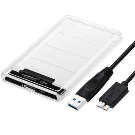 JacobsParts Transparent 2.5 Inch USB 3.0 to SATA Hard Drive Enclosure External HDD SSD Enclosure