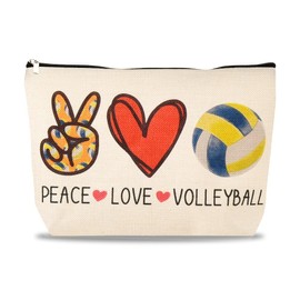 Motivational Volleyball Makeup Bags for Women Peace Love Volleyball Cosmetic Bags for Volleyball Player Teams Birthday Graduation Gifts for Daughter Sister Volleyball Lover Gifts for Girls Travel Bag