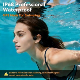 2026 Upgrade Bone Conduction Headphones-SwimBeats, IP68 Waterproof Swimming Headphones| 32GB Storage| BT 6.0| 28g Lightweight| 8H Battery, Open-Ear Headphones for Swimming, Running, Cycling(Coal)