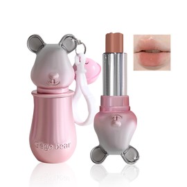 Qin Derdom Lipstick, Colored Lipstick, Glossy, Cute, Moisturizing, Long-Lasting, Bear Pattern, Includes Carabiner, Claw Pattern, Can be Used as a Key Holder