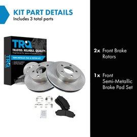 TRQ Front Brake Pad & Rotor Kit Brake Pads Brake Rotor Semi-Metallic Compatible with 2003 Ford Ranger