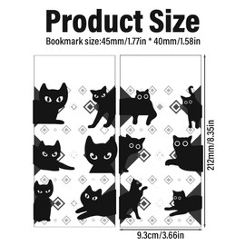 Cute Magnetic Cat Bookmarks, Pack of 12 Magnetic Bookmarks Children, Cute Cat Bookmarks, Magnetic Bookmarks, Gift for Book Lovers, Children, Teachers, Black