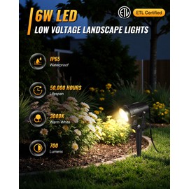WILAWELS 12 Pack Landscape Lights with 2 Zone 300W Low Voltage Transformer, 3000K 12V LED Landscape Lighting Kit, Waterproof Aluminum Landscape Spotlights with Connectors for Yard Tree Garden W01LK06
