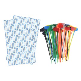 Rebower Cable Zip Ties Mark Tags(with Sticky Label), [for Home, Garage and Daily Use] - 6x0.12 Inch/Multicolored / 70Pcs