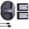 PowerTrust 2-Pack NP-FH50 Battery + USB Dual Charger for Sony