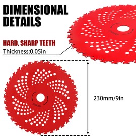 PLAXNS 2pack 9" x 36 Teeth Carbide Tipped Brush Cutter Blades,Universal Weed Eater Blades Metal with Universal Adapter Kit, for Brush Cutter, Trimmer, Weed Eater