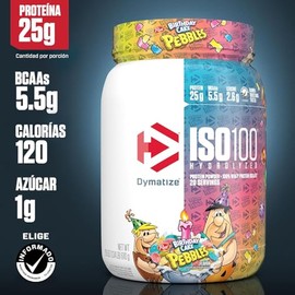 Dymatize ISO 100, Protena Aislada de Suero Hidrolizada, Sabor Pastel de cumpleaos, 640 g, 25 g Protena por Porcin, Sin Gluten, 20 porciones           