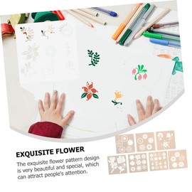 VILLFUL 3sets Hollow Drawing Templates for Boys and Girls 7 Patterns Flowers Painting Stencils Safe Pet Drawing Sheets 7pcs*3 Random Style