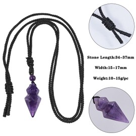 mookaitedecor Natural Purple Amethyst Crystal Necklace for Women Men Crystal Point Pendant Necklace, Faceted Double Point Semi Precious Stone Necklace Chakra Reiki Healing Crystal Jewellery Gift