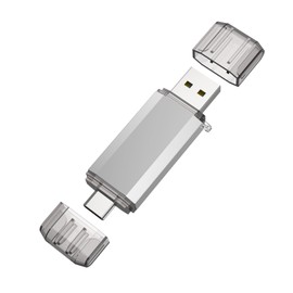 RAOYI 128GB USB C Flash Drive, 2 in 1 USB 3.0 Type C Dual OTG Metal Thumb Drive Jump Drive Memory Stick with Keychain Suitable for USB-C Smartphones, MacBook, Computers and Tablets (Silver)