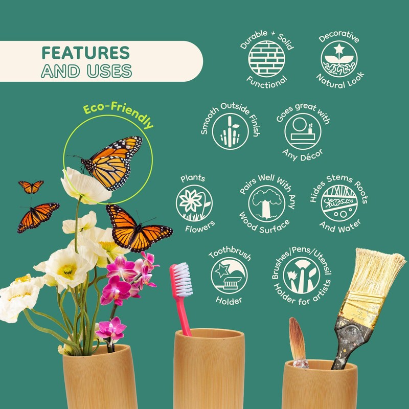 Natural Bamboo Carbonized Brown Flower Vase 9.8" (1)