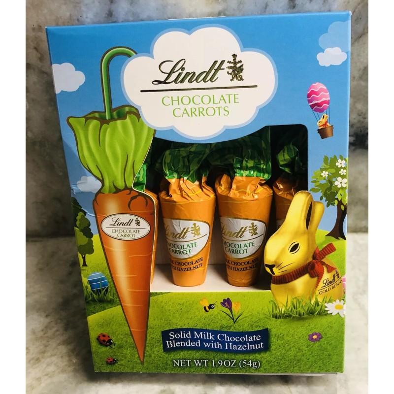 Lindt Carrots, Solid Milk Chocolate Blended W/ Hazelnut:1.9oz