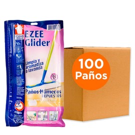 CLEAN IDEAS  100 Paos Humedos Ezee Glider  Repuesto de Paos de Limpieza de Piso Hmedos con Aroma a Lavanda  Pack de 10 con 10 Panos humedos de 20cm x 