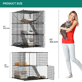 YITAHOME 2-Tier Cat Cage Indoor Outdoor: 28" L x 28" W x 28" H DIY Cat Enclosures Kitten Cage Pet Playpen Metal Kennel for 1-2 Cats Small Animals Ferret Kitty Squirrel