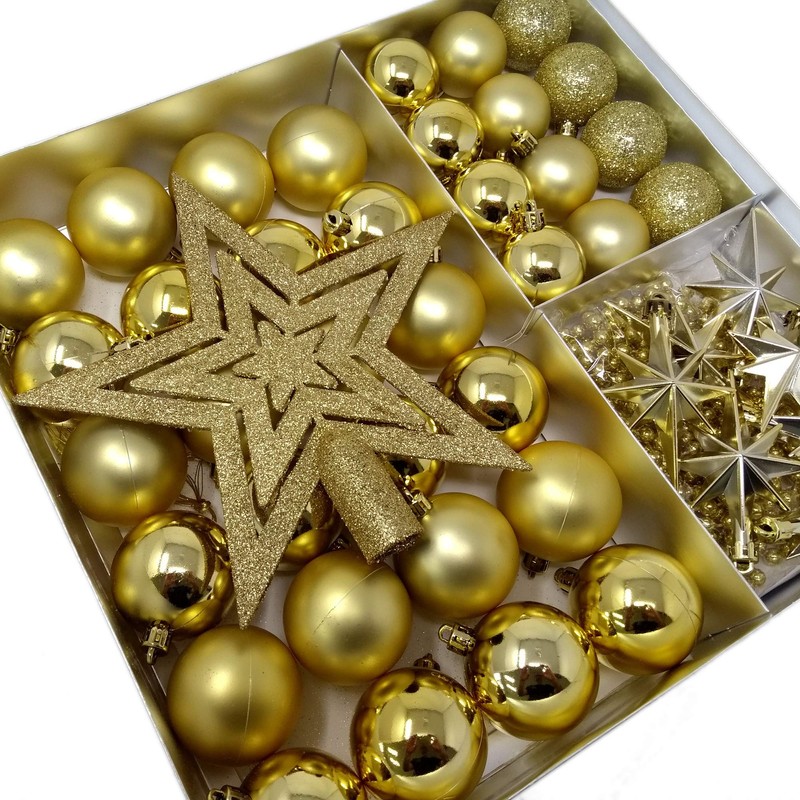 ToCi 45 Piece Christmas Tree Decorations with Star Beads