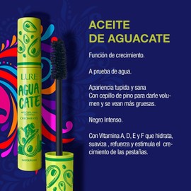 Lure Máscara para Pestañas Aceite de Aguacate Waterproof Crecimiento y volumen, vitaminas A, D, E, F, negro intenso