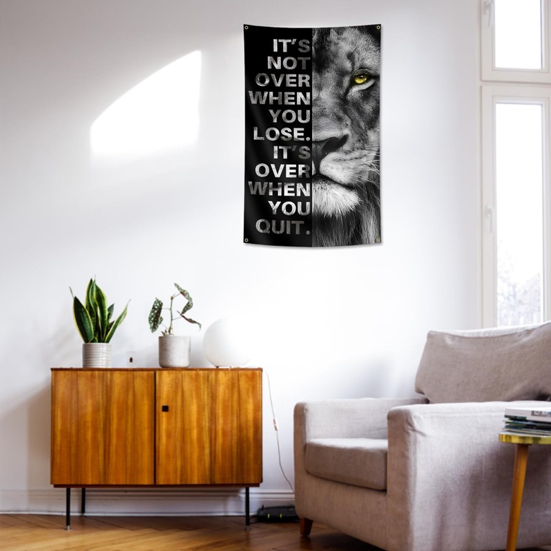 Inspirational Lion Flag 5x3 Ft with 4 Brass Grommets