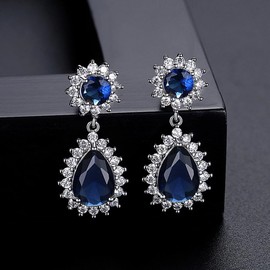 TOFBS Earrings for Women Fashion Delicate Earring Elegant Drop Earrings in Pear Shape Hypoallergenic Hanging with Cubic Zirconia Earrings Stylish Jewellery Gift, Copper