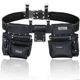 FUERI Leather Tool Belt Bags Pouches Heavy Duty for Men Construction Carpenter Electrician Framer Women Iron Worker