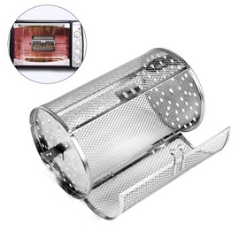 Gmuret Stainless Steel Grill Basket Oven Roast Basket Rotisserie Grill Basket Baking Rotary Nuts Beans Peanut Basket BBQ Grill Bakeware 22 x 12 cm