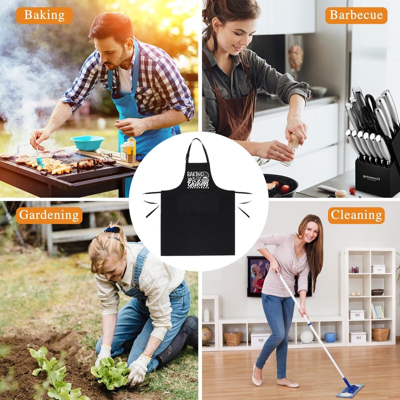 Jiusely Funny Baking Apron for Women, Baking Queen Cooking Apron