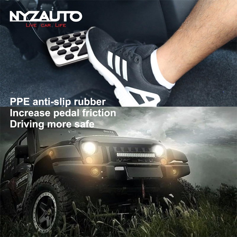 NYZAUTO Non-Slip Foot Pedal Pads Compatible with Wrangler JL 2018-up/Gladiator