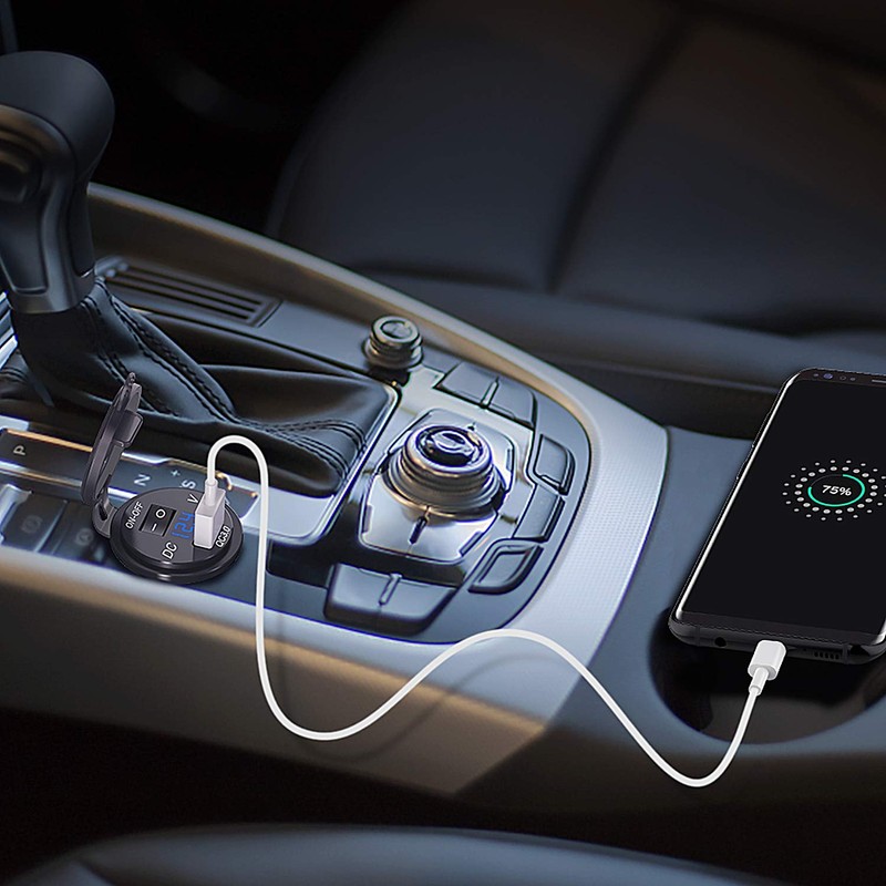 Qidoe USB car socket, car charger socket, built-in socket 12