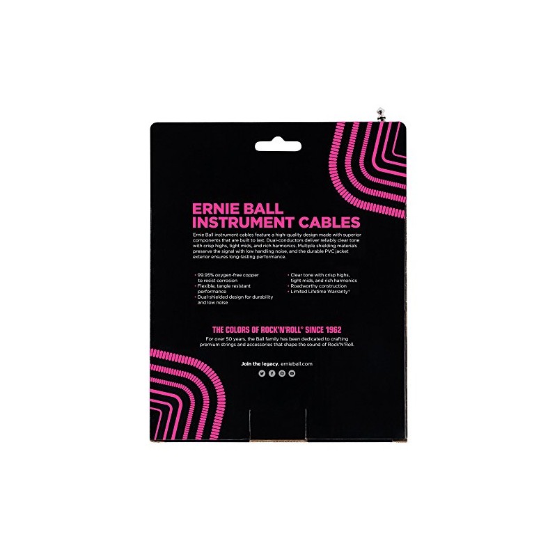 Ernie Ball - Cable en espiral para instrumentos, recto/acodado, 9,1