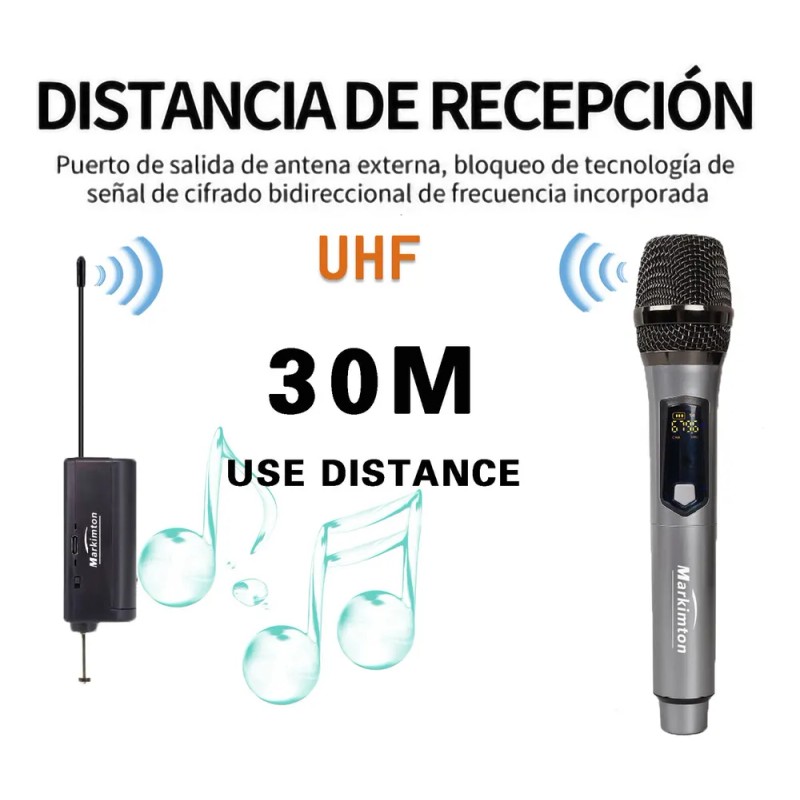 Micrófono Inalámbrico Profesional Uhf Markimton M02 Gris Oscuro