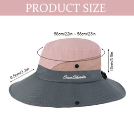 flintronic Sun Hat Men Women Wide Brim UV Protection Bucket Hats Foldable Cowboy Hat with Chin Strap Side Press and Breathable Mesh Cown, Design for Beach/Hiking/Fishing/Camping, #3 Pink