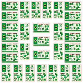 Aotusoa Pack of 30 Temporary Tattoos of Brazil Flag for International Competitions 2024 European Championship Games Football World Cup Face Stickers Waterproof Flags Tattoo Flag Stickers