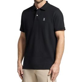 Men's Classic Piqué Knit Polo Shirt with Signature Embroidered Animal Logo - The One You're Looking for (US, Alpha, Medium, Regular, Regular, Black)
