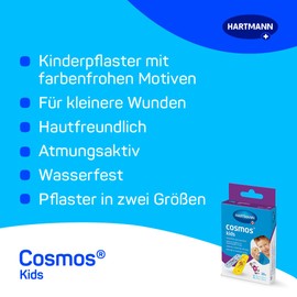 Cosmos Kids: Makes Small Wounds Quickly Forget; Pack of 10 19 x 72 mm and 10 Pieces 16 x 57 mm, Pack of 20