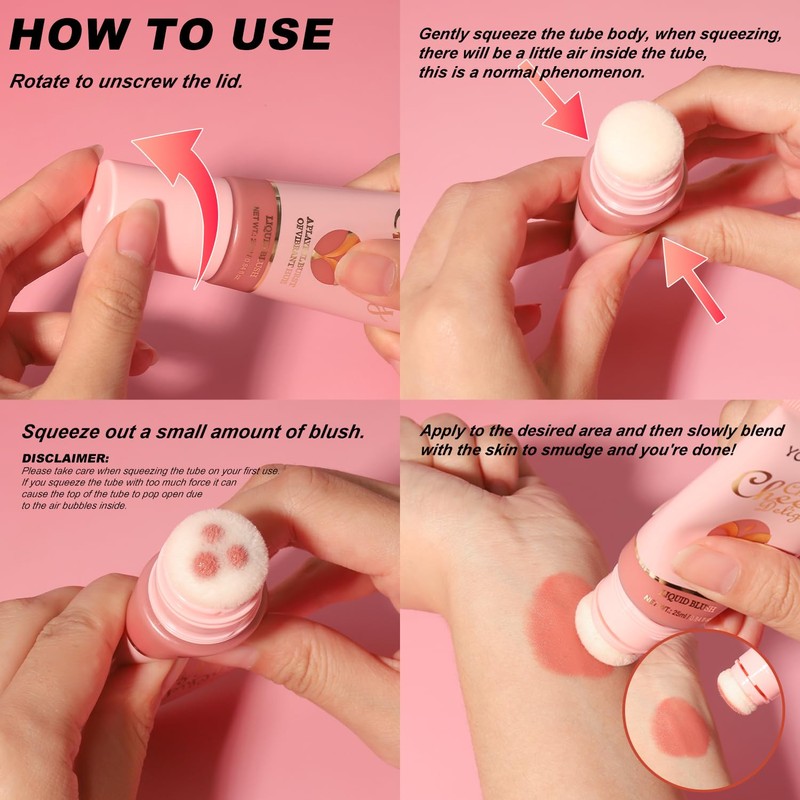 Nekoogirl Liquid Blush, Cream Blush for Cheeks, Matte Natural Blush,