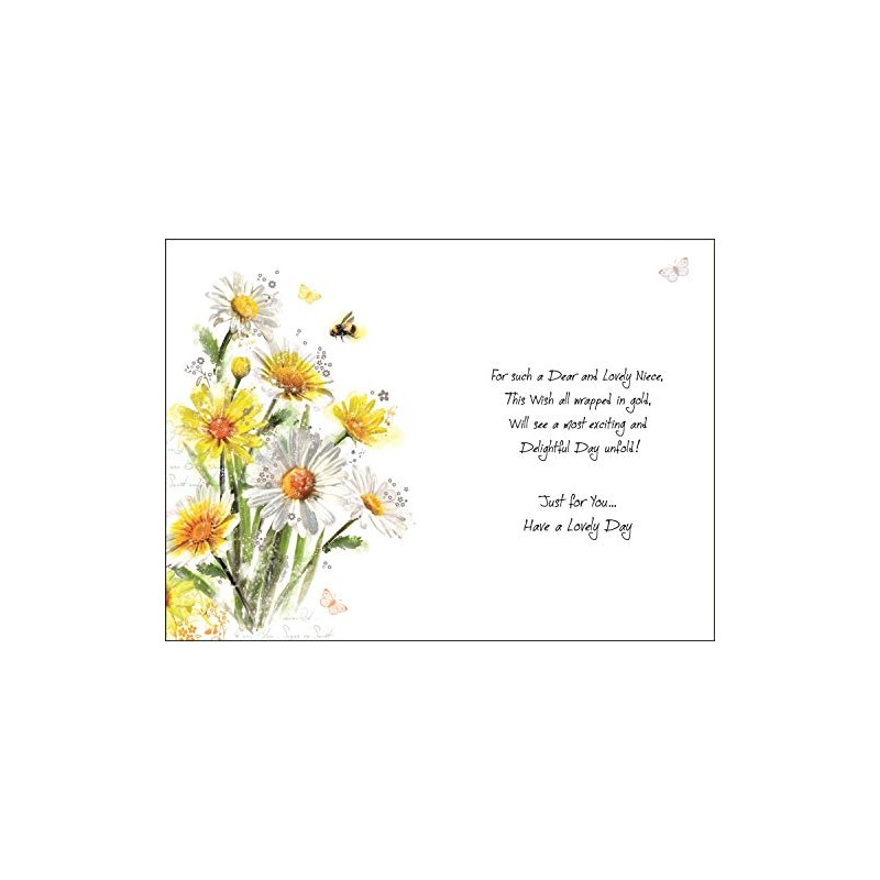 Special Niece Birthday Card - Dandelions & Daisies - Secret