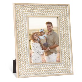 takfot Boho Picture Frames 5x7 Inch Rattan Decor Bohemian Rustic Style Carved Wood Photo Frame for Wall and Tabletop Gift for Mom Grandma Father Family Friends