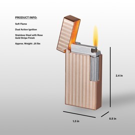 Visol Zebra Flint Lighter Traditional Flame Refillable Gas Butane and Windproof Adjustable Soft Flame Lighter (Shipped Without Butane)
