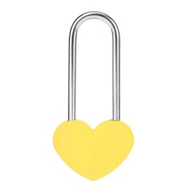 VeYocilk 3.5" 50mm Love Lock Heart Padlock,Yellow Single Heart Wish Lock for Lovers Wedding,Valentines,Anniversary,Travel, Valentines Day, Bridge(NO Key)