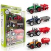 Set of 4 Mini Tractor Toy Cars, Tractor Set with