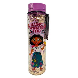 Divas World Encanto Glitter Filled Water Bottle with Straw Reusable 550ML Leak-proof School Travel Sports Girls Boys Child Gift