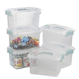 Inhouse 5 L Plastic Storage Bins Set, Storage Latching Box with Lids, Set of 6