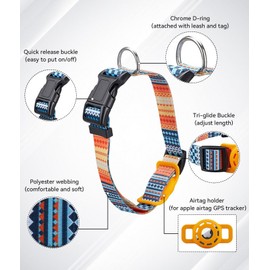 EnjoIt AirTag Dog Collar, Polyester Pet Puppy Collar with Silicone Adjustable AirTag Accessories Pet Collar for Small Medium Dogs Orange S