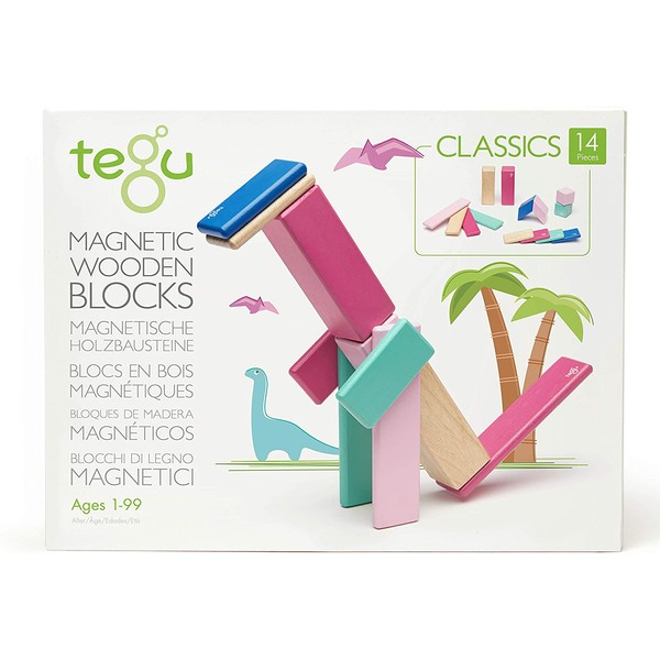 14 Piece Tegu Magnetic Wooden Block Set, Blossom