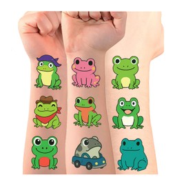 8Sheet - 110PCS Frog Temporary Tattoos for Kids – Cartoon Fake Tattoos Stickers for Birthday Party Favors, Gifts, DIY Decoration & Fun Activities – Waterproof & Skin-Safe