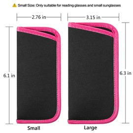 3 Pack Reading Glasses Pouch - Soft Eyeglasses Bag Portable Cloth Eyewear Case (Orange,Green,Bright Pink, Large)